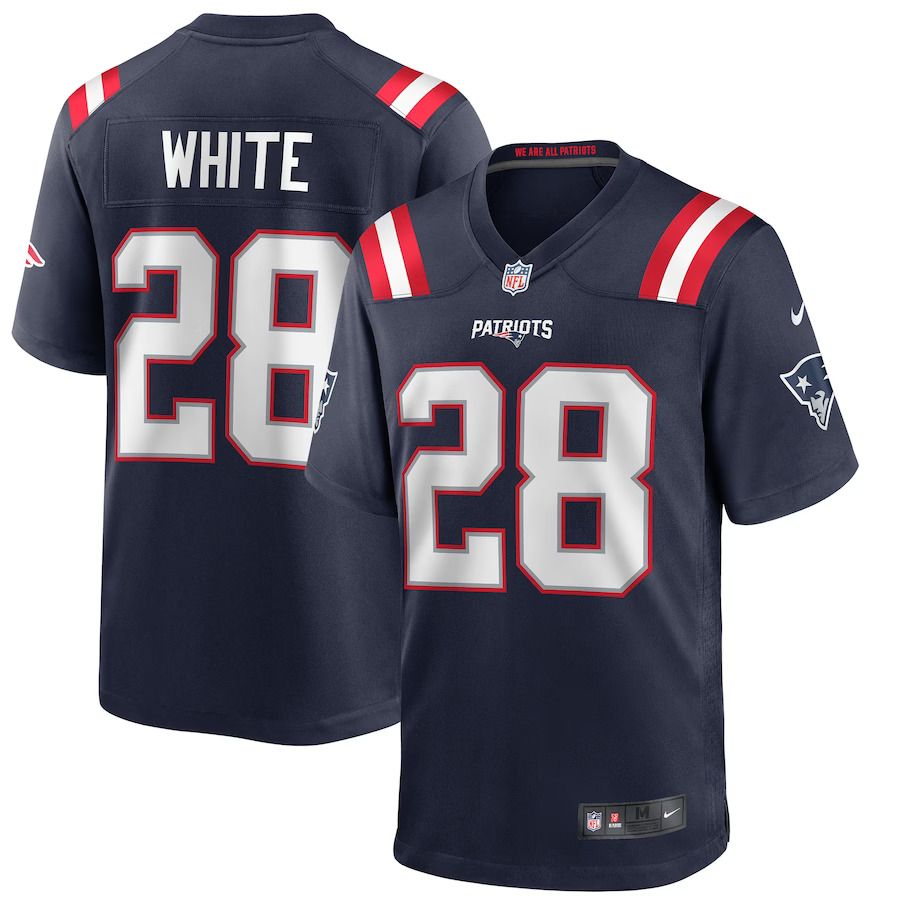 Men New England Patriots #28 James White Nike Navy Game NFL Jersey